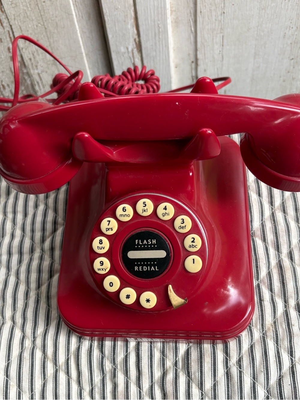 Vintage Red Rotary-Style Pushbutton Telephone